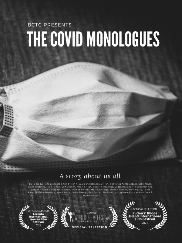 movie poster for The Covid Monologues directed by Tim X Davis and Stephanie Fitch