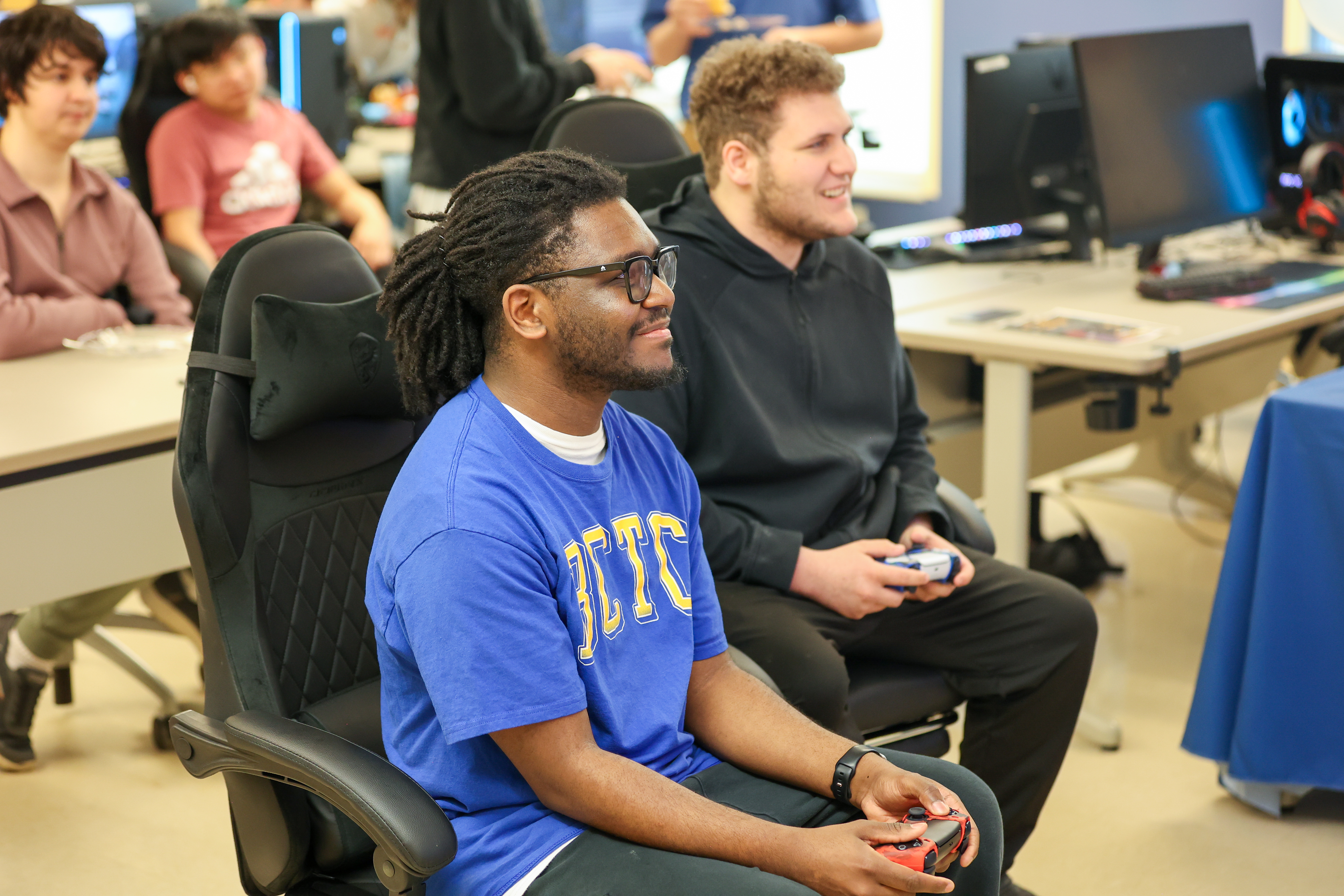 two students play videogames
