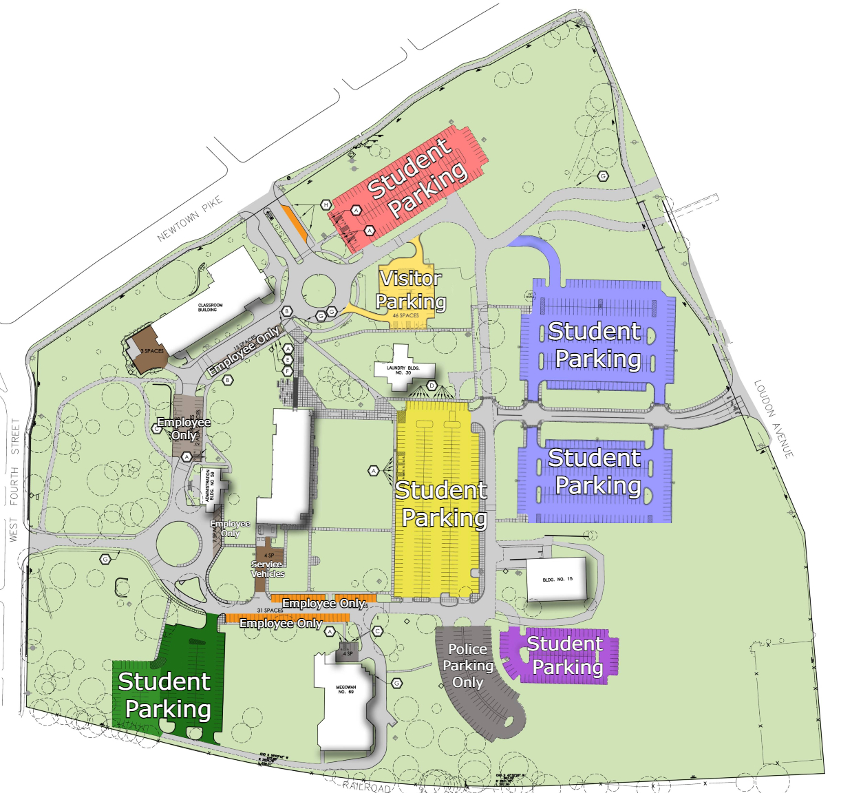 Newtown Campus Parking Map 2022 