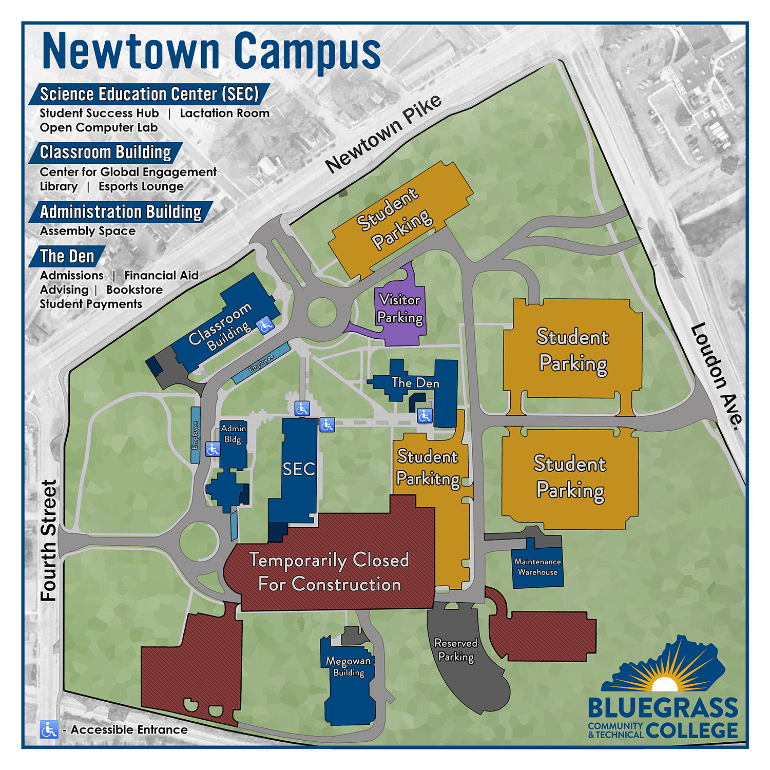 map of newtown campus parking lots
