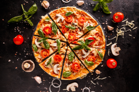 Food ingredients and spices for cooking delicious Italian pizza