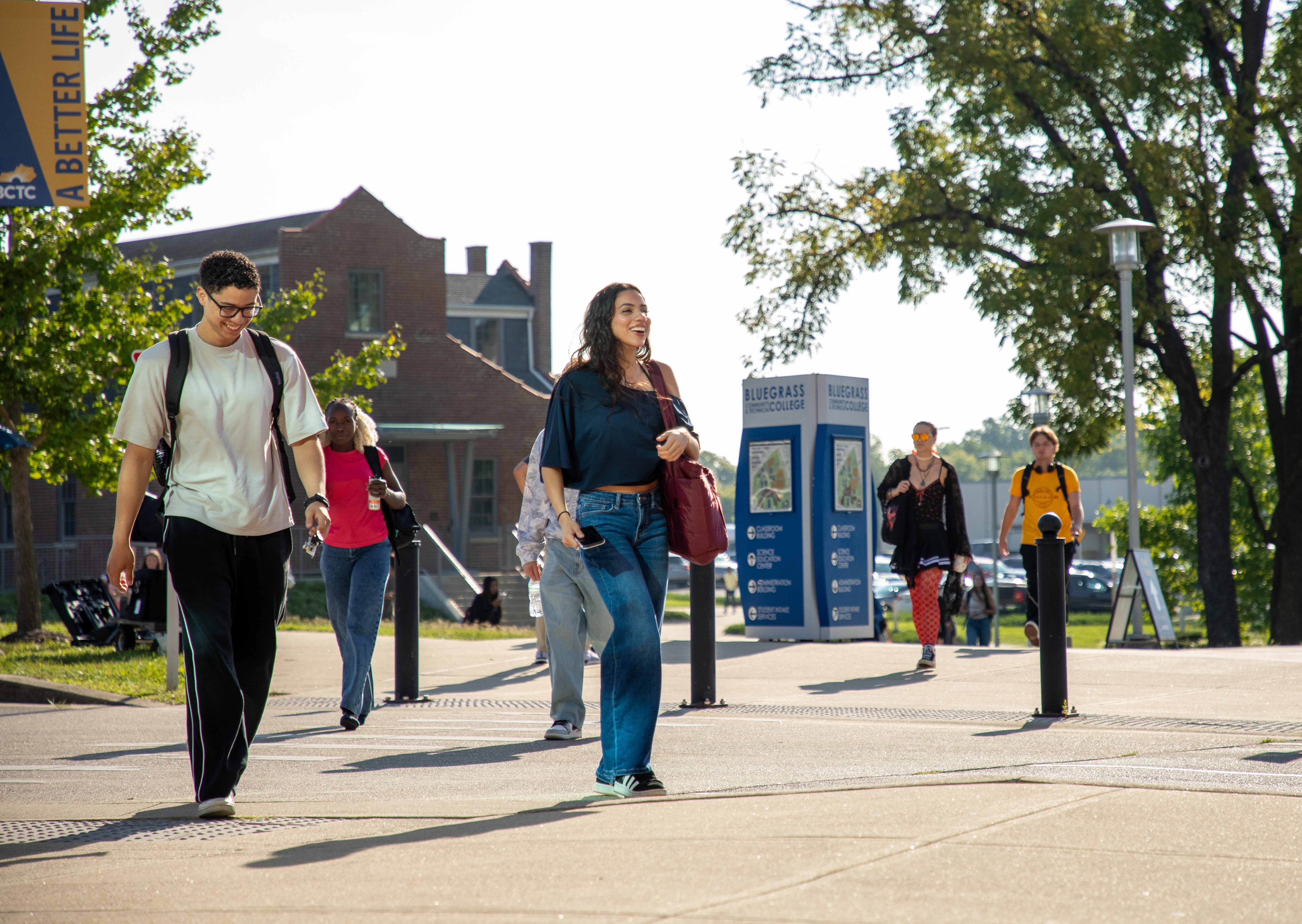 students walking on campus