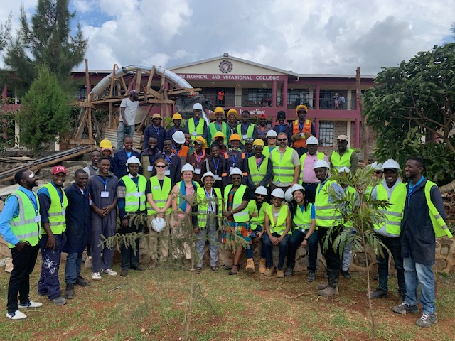 Group with Construction Crew in Kenya