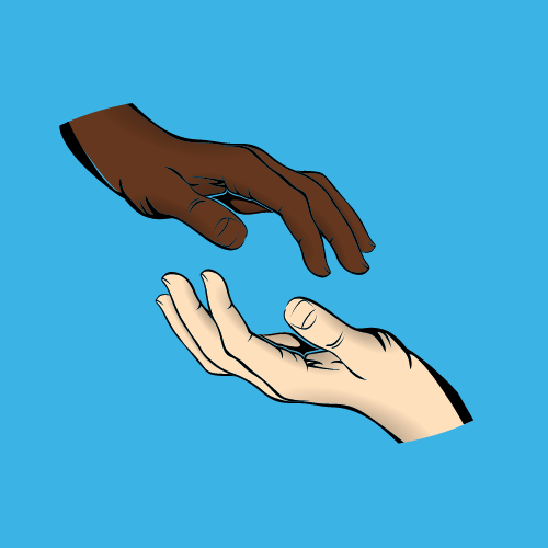 graphic of two hands reaching for each other