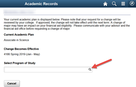 Screenshot Program of study search icon
