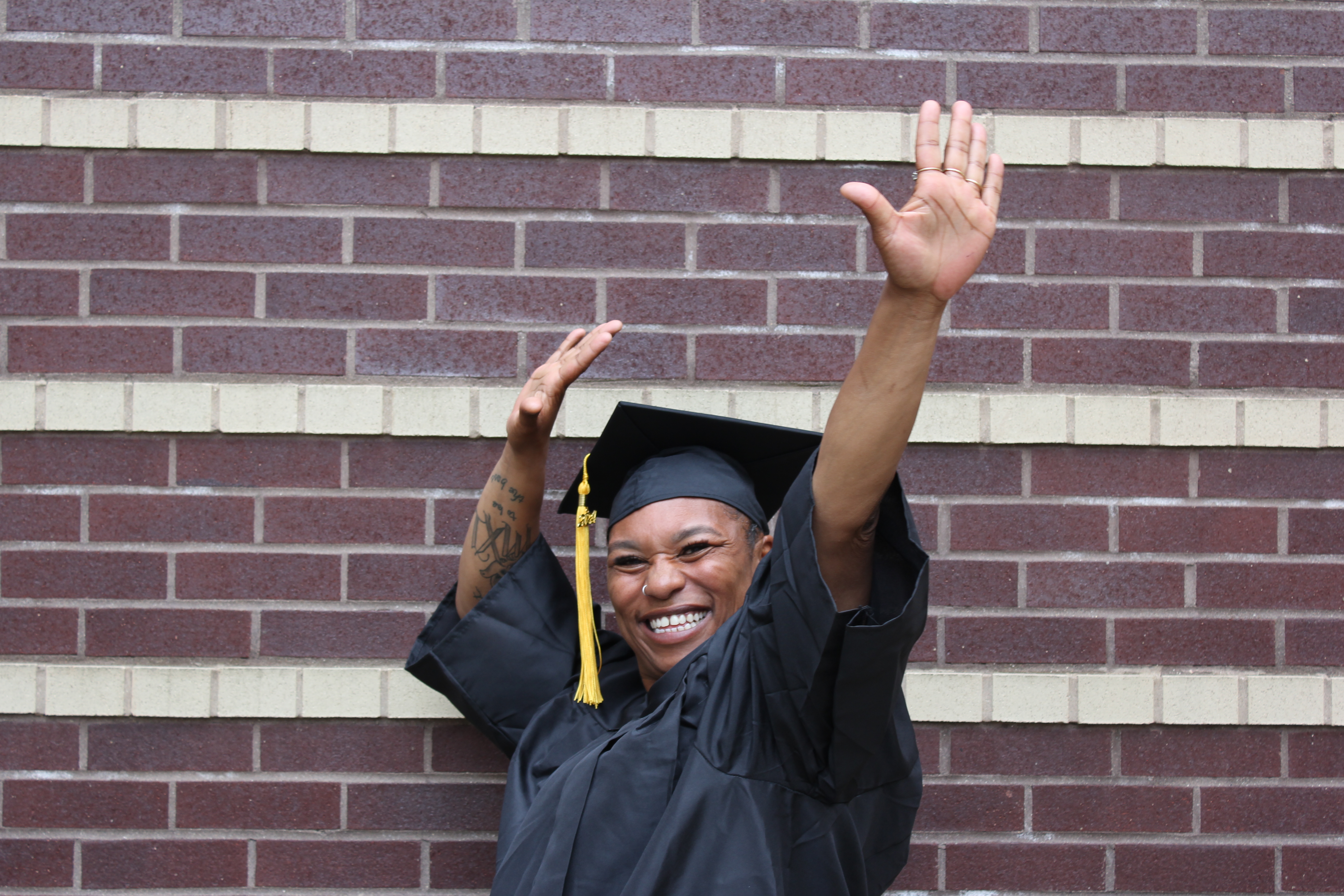 a ged student celebrating