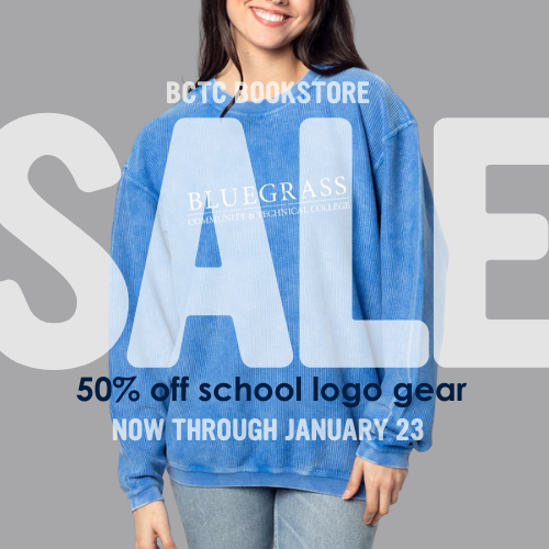 a graphic that includes a person smiling wearing bctc gear and text