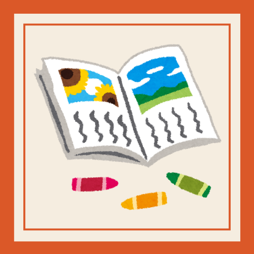 a coloring book and crayons