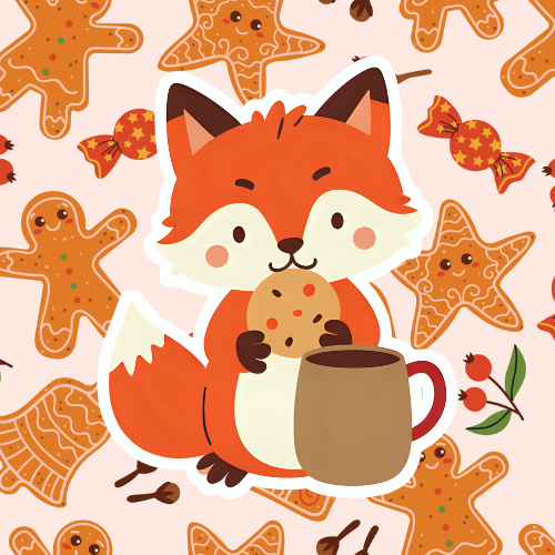 fox holding a cup of cocoa