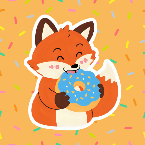 a fox eating a donut