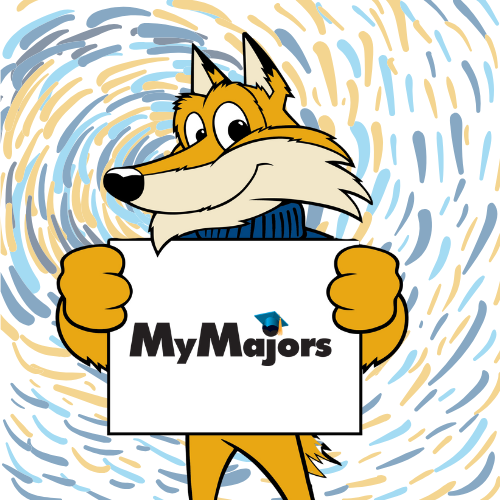 pathfinder mascot holding a sign that says my majors