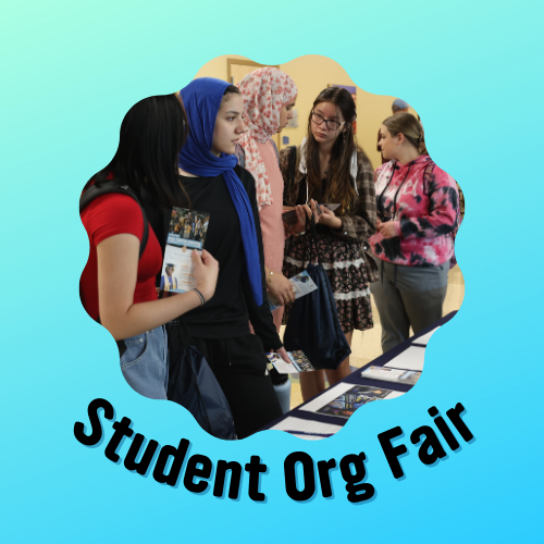 photo of female students at student organization fair