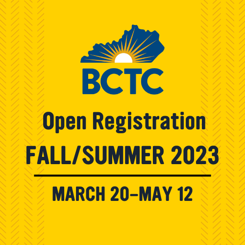 graphic that says bctc open registration march 20-may 12