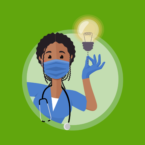 nurse holding a lightbulb