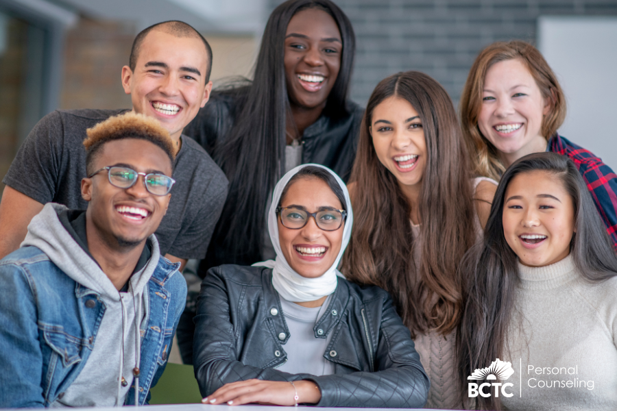 a group of students smiling