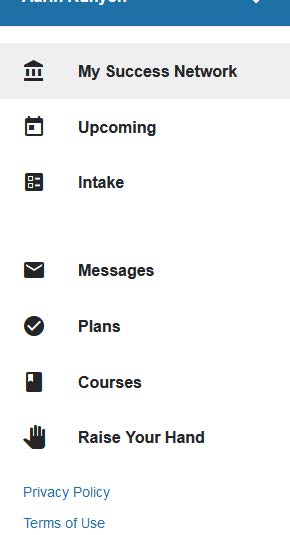 screenshot of starfish menu with Courses selected