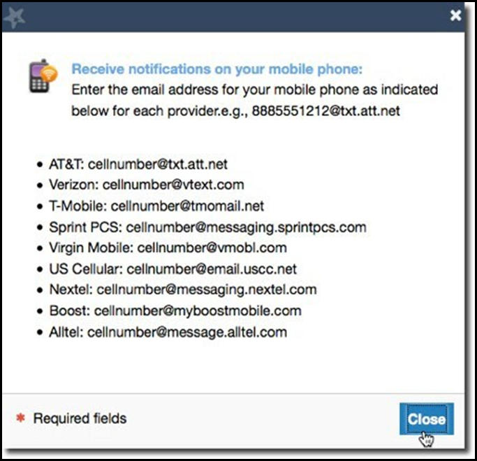 screenshot of the recieve notifications dialogue box