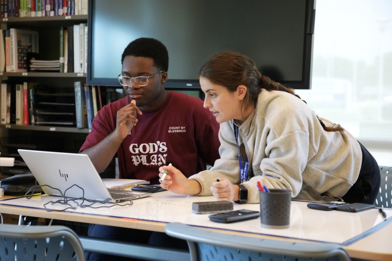tutoring session with two students