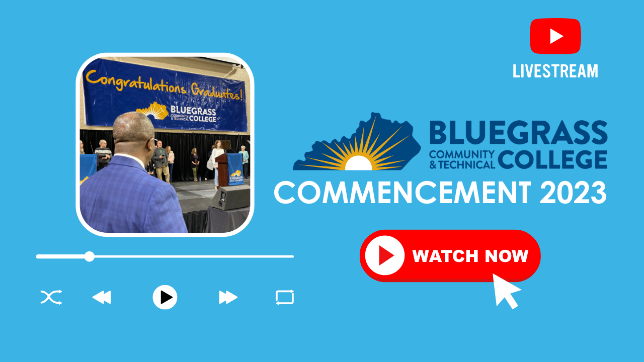 graphic that says livestream bctc logo commencement 2023
