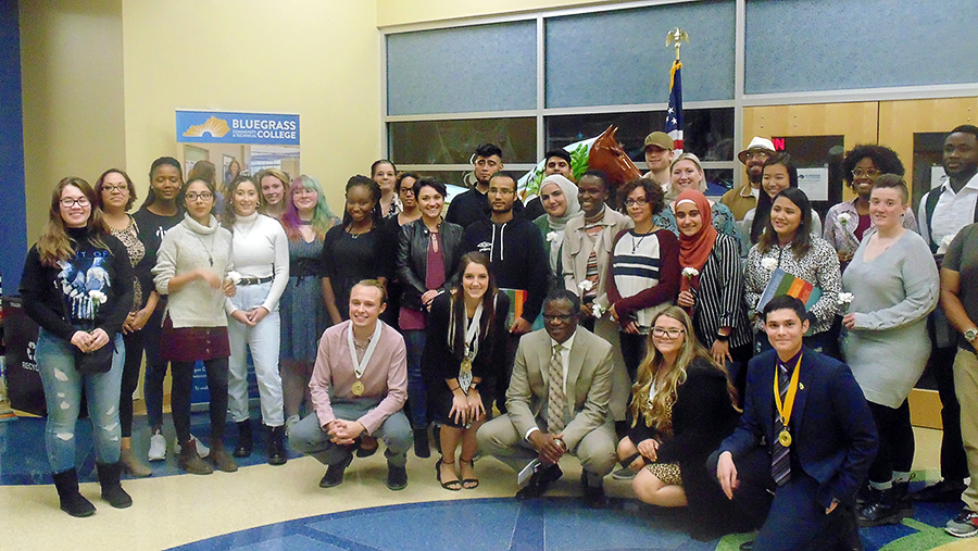 Dr. Akakpo with the 2019 Phi Theta Kappa inductees