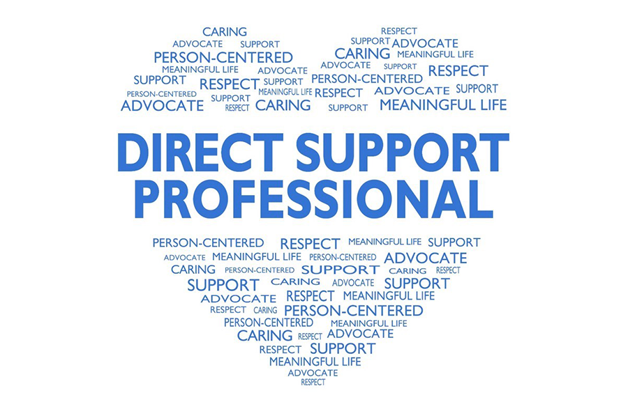 Word cloud of positive words shaped in a heart with 