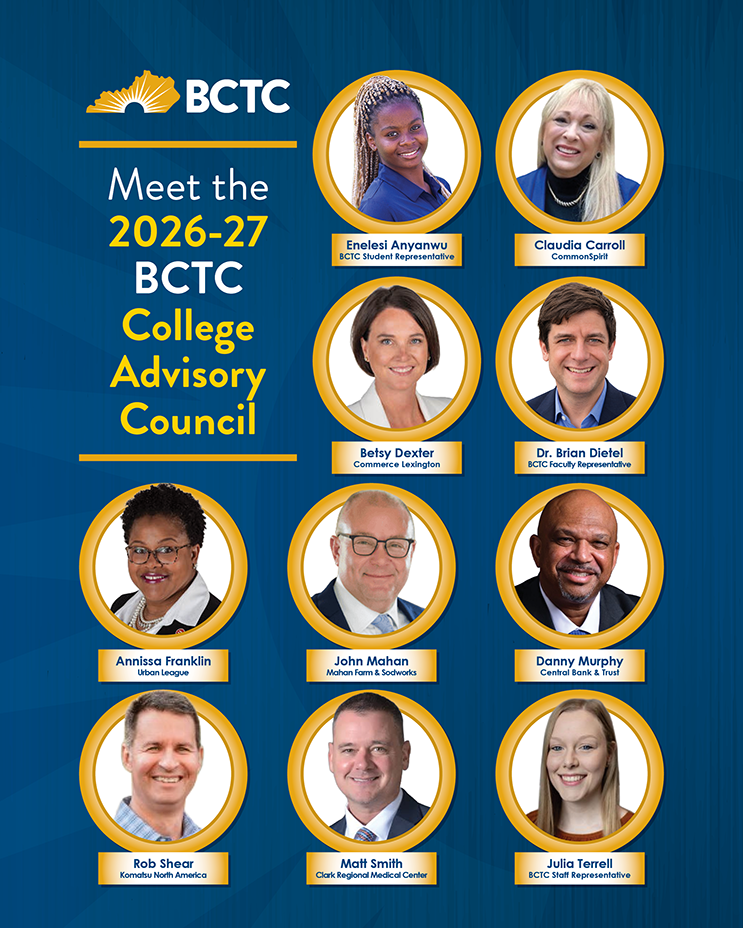 2026-2027 College Advisory Council Members each framed in gold circle
