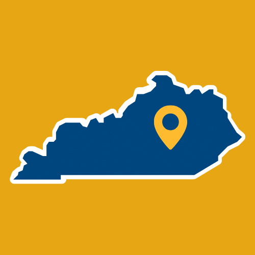 Kentucky with a map marker